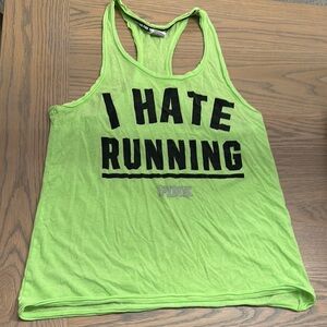 PINK Victoria's Secret Neon Green Graphic Tank Top